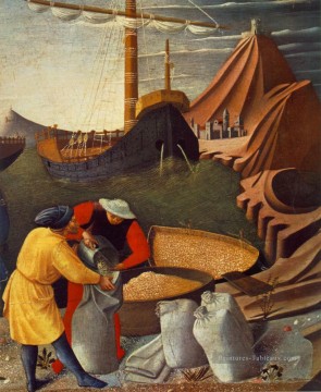 Histoire de St Nicolas St Nicolas sauve le navire Renaissance Fra Angelico Peinture à l'huile